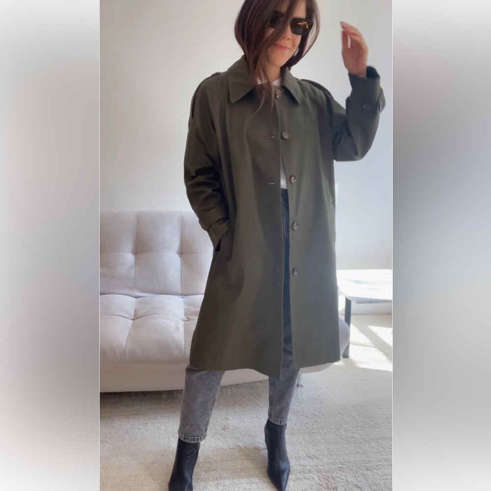 Serrano designer classic Olive Green trench coat Outerwear XS